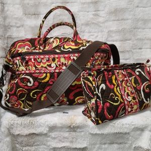 Vera Bradley Puccini Weekender and Cosmetic Bag